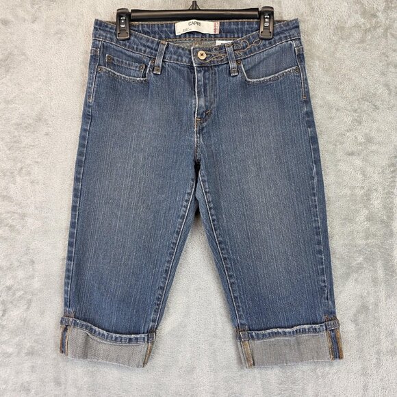 Levis 515 Capri Jeans Womens Size 10 Blue Stretch Denim Embroidered Pockets Y2K - Picture 1 of 12